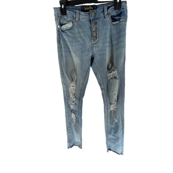 Indigo Rein Light Wash Blue Distressed Denim Skinny Jeans Junior's Size 9 - Picture 2 of 9